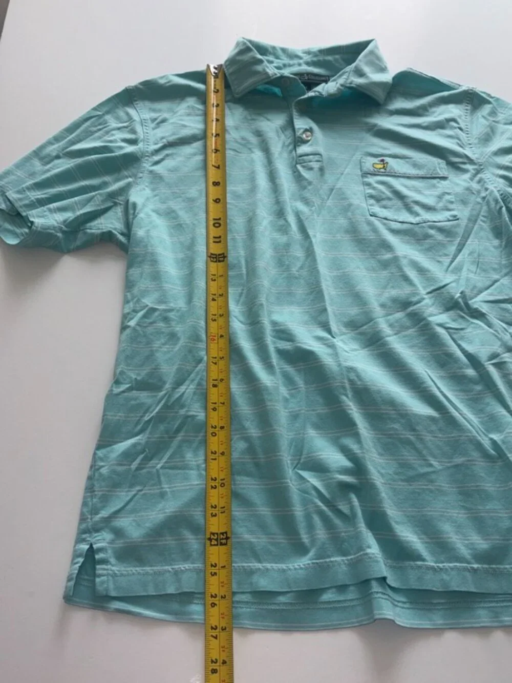 Men's Masters Collection Pima Cotton Stripe Polo Teal Golf Augusta size Medium